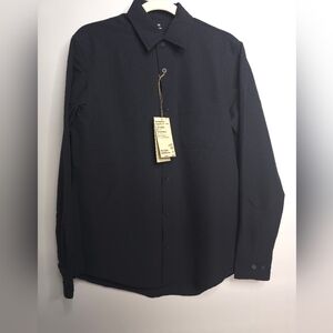 Muji Men's long sleeve shirt Dark Navy color, breathable seersucker